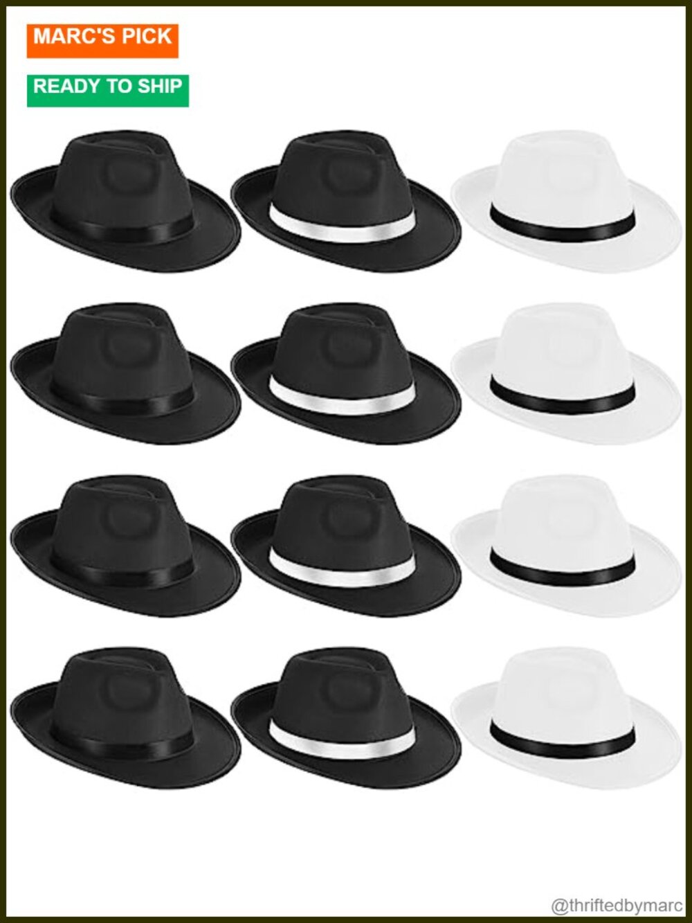 12 Pcs Felt Fedora Hats Gangster Costume Headwear Unisex Party Accessories